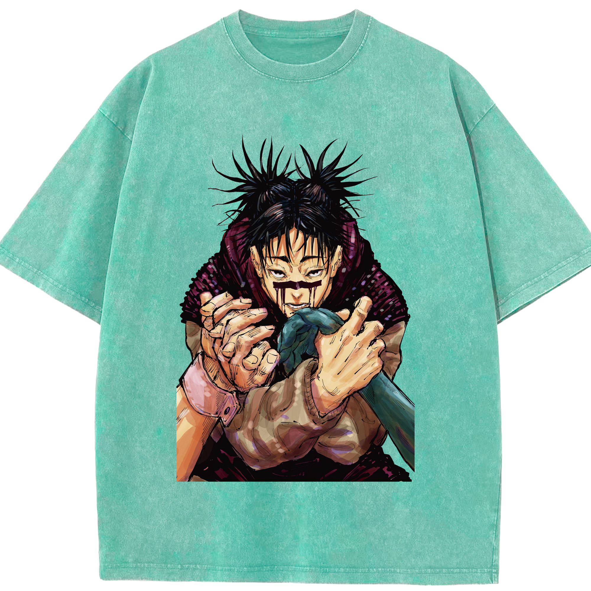 （画像用） 呪術廻戦 Jujutsu Kaisen 綿100% ヴィンテージ風 半袖Tシャツ（フロントプリント）